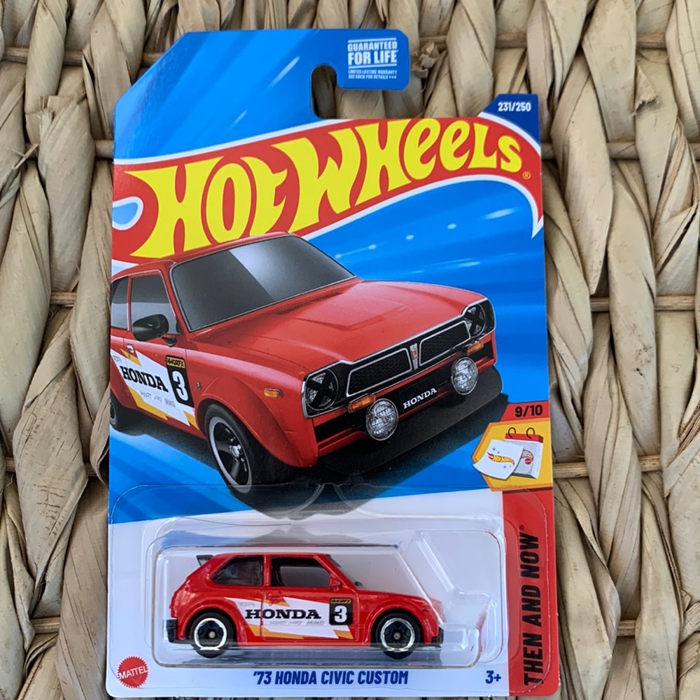 73 Honda Civic Custom Hot Wheels 1970s Red Car Diecast Hotwheels New 2025